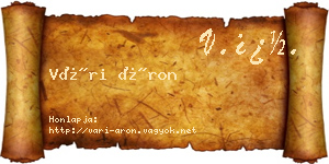 Vári Áron névjegykártya